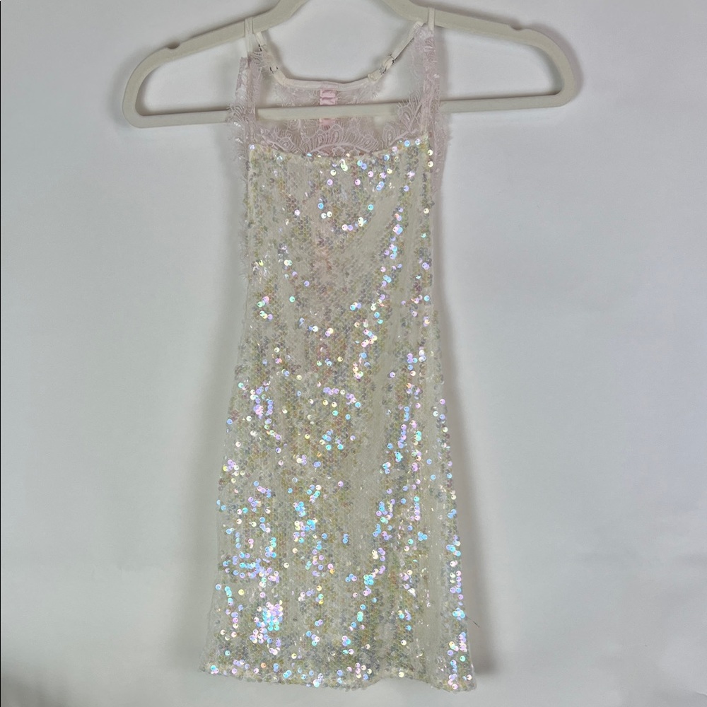 NWT Sequin Lace Halter Top Cream Free People - Picture 4 of 13
